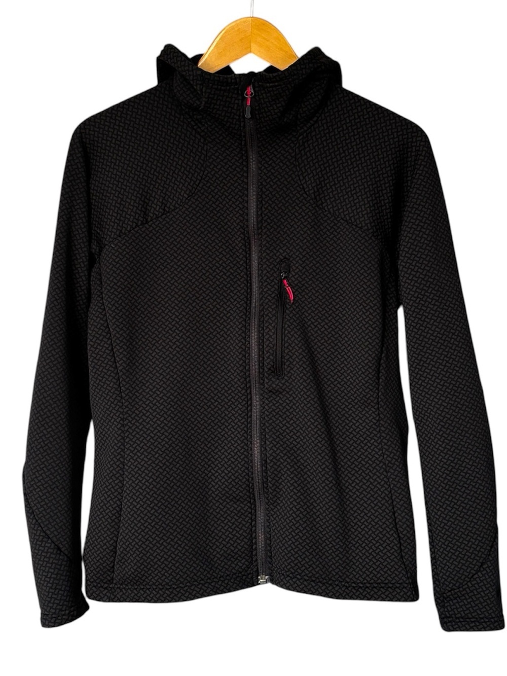 MEC Mountain Co-op | Black grid-patterned fleece fabric Zip Hoodie - Woman’s L - Picture 7 of 11